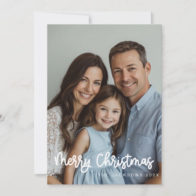 Fun Written Merry Christmas Design Holiday Card (Front)