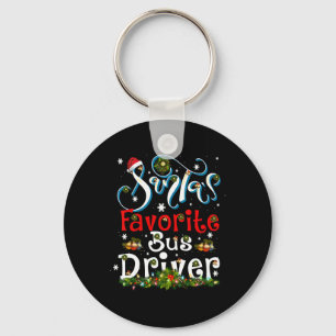 Fun Xmas Lighting Santa's Favourite Bus Driver Chr Keychain
