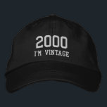 Fun Y2k Cap, Humour Vintage Style Baseball Cap<br><div class="desc">A fun sports cap with the text "2000 I'm Vintage".  Makes a fun gift for anyone.</div>