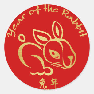 Fun Year of the Rabbit Kid's Wrist Classic Round Sticker