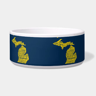 Fun Yellow and Navy Blue State of Michigan cities
