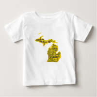 Fun Yellow and Navy Blue State of Michigan cities