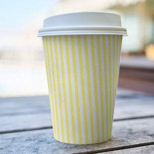 Fun, Yellow and White Diagonal Striped Paper Cups