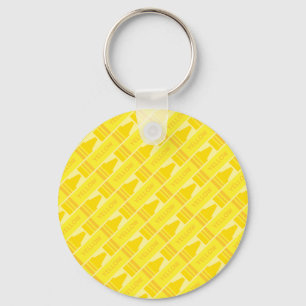 Fun Yellow Crayon Pattern Keychain
