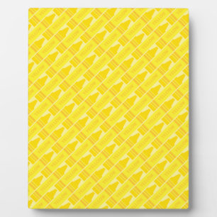 Fun Yellow Crayon Pattern Plaque
