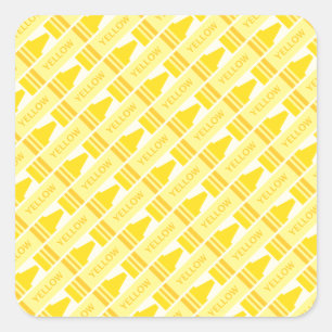 Fun Yellow Crayon Pattern Square Sticker