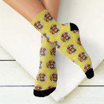 Fun Yellow Custom Dog Photo Paw Print Socks<br><div class="desc">Sunny and cheerful, these custom socks feature a single dog photo in a round frame on a bright yellow background with white paw prints. Upload your favourite pup photo for a personalized gift that radiates happy vibes. A great pick for summer birthdays or any dog lover who likes to stand...</div>