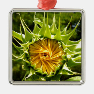 Fun yellow floral Sunflower Metal Ornament