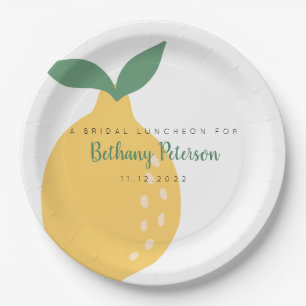 Fun Yellow Lemon Bridal Shower Luncheon Paper Plate