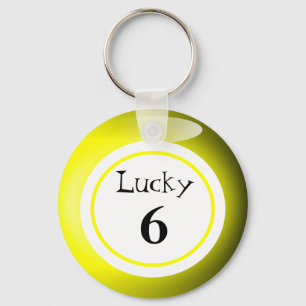 Fun Yellow Lucky Number Bingo Ball Theme Keychain