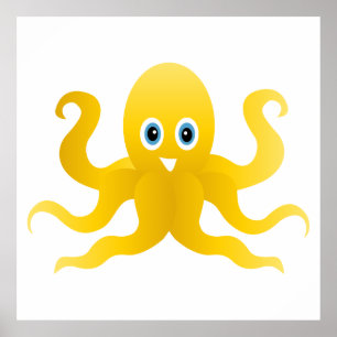 Fun yellow octopi poster