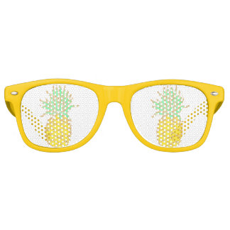 Fun Yellow Pineapple Glitter Retro Sunglasses