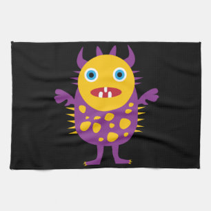 Fun Yellow Purple Monster Creature Gifts for Kids Kitchen Towel