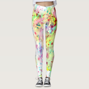 Fun Yellow, Red, Purple & Pink Paint Splatter Leggings