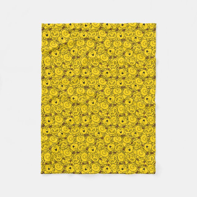 Fun Yellow Smiles Pattern | Monogram Fleece Blanket (Front)