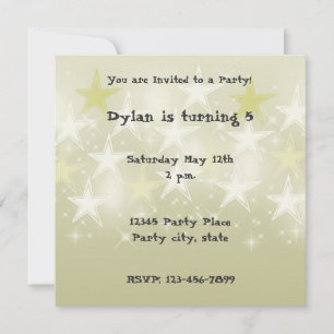 Fun Yellow Stars Personalized Birthday Invitation