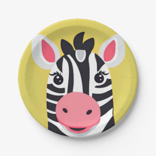 Fun Zebra Face safari Wild jungle Birthday Party Paper Plate