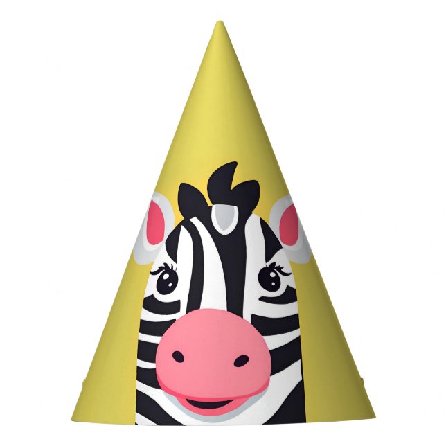 Fun Zebra Face safari zoo Wild jungle Birthday Par Party Hat (Front)