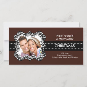 Fun Zebra Frame Christmas Photo Card. Holiday Card