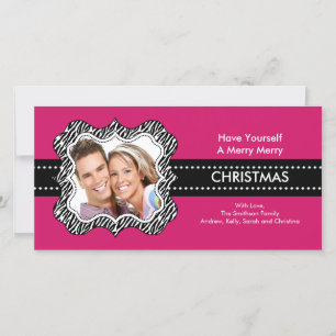 Fun Zebra Frame Christmas Photo Card. Holiday Card