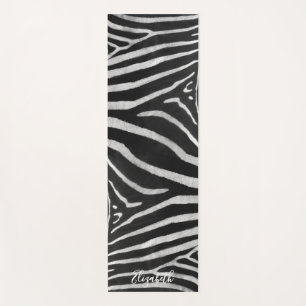 Fun Zebra Fur Pattern Custom Name Yoga Mat