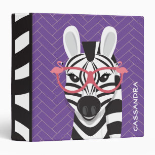 Fun Zebra Name Flamingo Purple Animal Binder