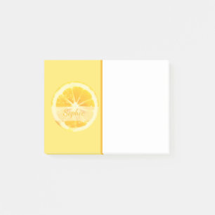 FUN ZESTY SUNNY HAPPY YELLOW LEMON FRUIT SLICE POST-IT NOTES