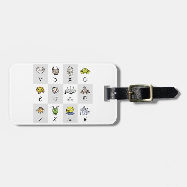 Fun Zodiac Astrological Characters Luggage Tag (Front Horizontal)