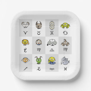 Fun Zodiac Astrological Characters Paper Plate