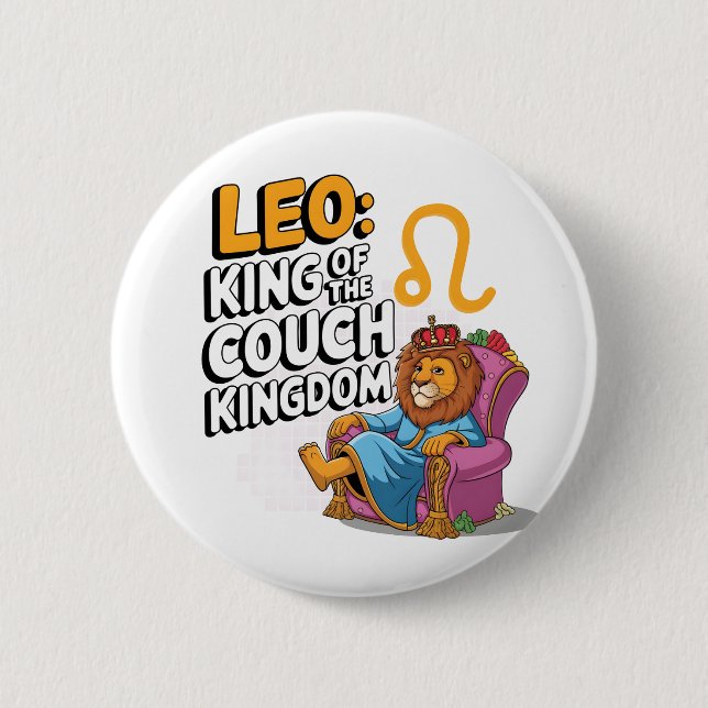 Fun Zodiac Leo design 2 Inch Round Button (Front)