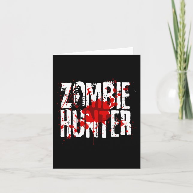 Fun Zombie Hunter Design For Boys Girls Halloween  Card (Front)