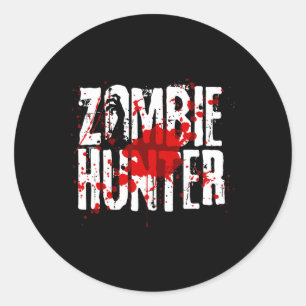 Fun Zombie Hunter Design For Boys Girls Halloween  Classic Round Sticker