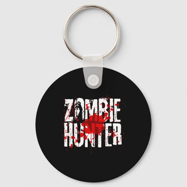 Fun Zombie Hunter Design For Boys Girls Halloween  Keychain (Front)