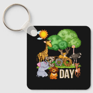 Fun Zoo Day Cute Animals School Field Trip Safari Keychain