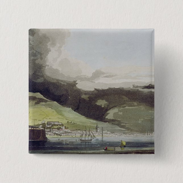 Funchall, plate 1 from 'A Voyage to Cochinchina' b 2 Inch Square Button (Front)