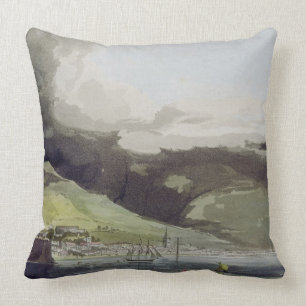 Funchall, plate 1 from 'A Voyage to Cochinchina' b Throw Pillow