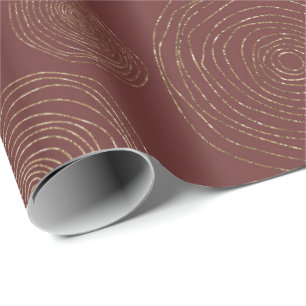 Funcky Spirale Golden Circles Burgundy Maroon Wrapping Paper