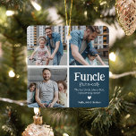 Funcle 3 Photo Collage Definition Cute Christmas Ceramic Ornament<br><div class="desc">Cute Funcle Christmas Ornament. Perfect gifts for a FUN UNCLE! Simply upload 3 of your favourite pictures,  customize the definition and personalize by adding name/s.</div>