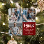 Funcle 3 Photo Collage Definition Cute Christmas Ceramic Ornament<br><div class="desc">Cute Funcle Christmas Ornament. Perfect gifts for a FUN UNCLE! Simply upload 3 of your favourite pictures,  customize the definition and personalize by adding name/s.</div>