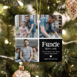 Funcle 3 Photo Collage Definition Cute Christmas Ceramic Ornament<br><div class="desc">Cute Funcle Christmas Ornament. Perfect gifts for a FUN UNCLE! Simply upload 3 of your favourite pictures,  customize the definition and personalize by adding name/s.</div>
