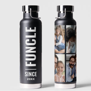 Funcle   Fun Uncle Custom Year 4 Photo Black Water Bottle
