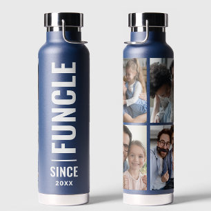 Funcle Fun Uncle Custom Year 4 Photo Collage Water Bottle