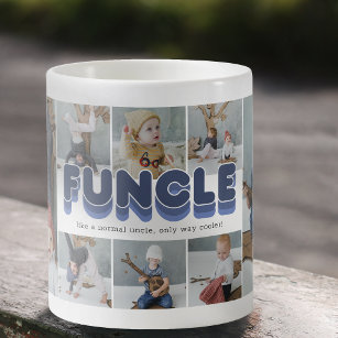Funcle Funny Cool Uncle Photo Collage Frosted Glass Coffee Mug