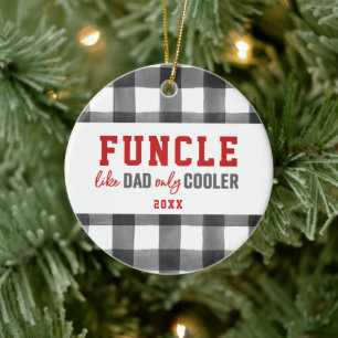 Funcle Personalized Funny Uncle Chequered Plaid Ceramic Ornament