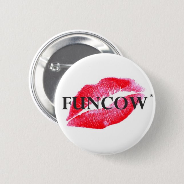 FUNCOW PINK KISS 2 INCH ROUND BUTTON (Front & Back)