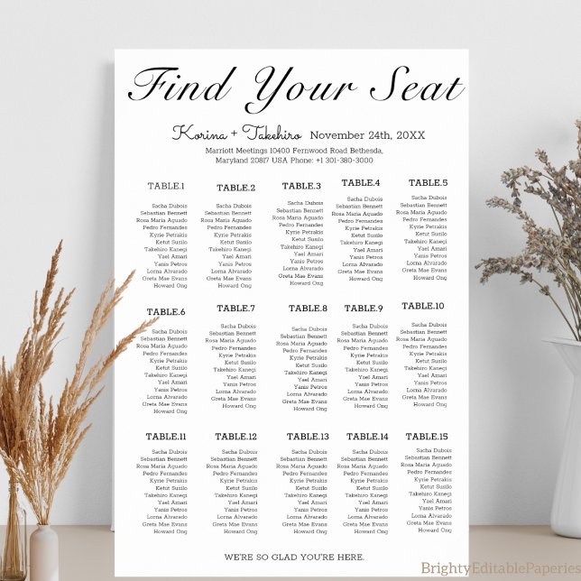Functional Minimalist Wedding Seat Chart  (Creator Uploaded)