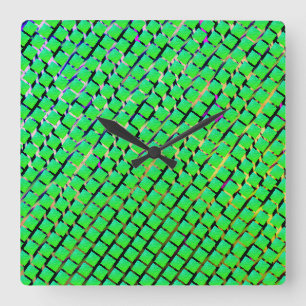 Fund yellow and dark trace, squared bright green. square wall clock