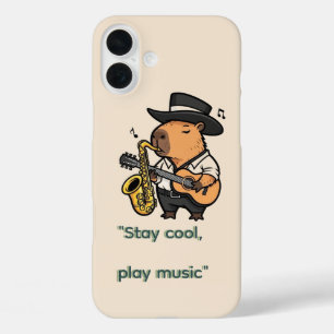 Funda para teléfono con diseño de carpincho musica iPhone 16 plus case