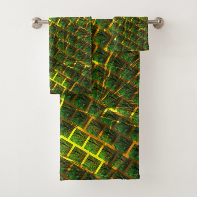 Fundo com imagem verde sob grade dourada ? (En situation)