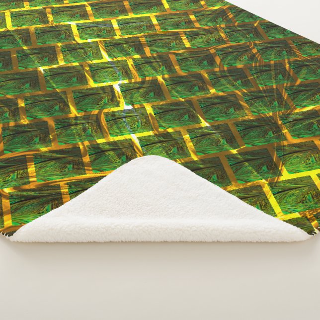 Fundo com imagem verde sob grade dourada? sherpa blanket (3/4)